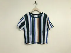 本物アメリAMERIリネン麻ストライプ柄シャツ半袖Tシャツレディースサーフアメカジミリタリーストリートスケーターワークビジネススーツモードゴルフ黒白青ブラック韓国製Sのサムネイル