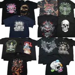 古着卸 まとめ売り スカル 半袖Tシャツ 13枚セット (メンズ M ) タイダイ柄 ブラックボディ 中古 古着 NE2316