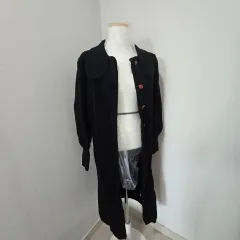 ブラック ロング カーディガン コート (長さ 103cm)