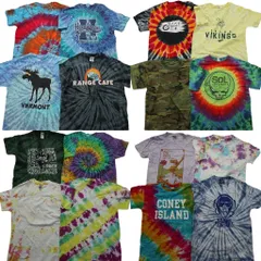 古着卸 まとめ売り タイダイ柄 迷彩柄 半袖Tシャツ 16枚セット (メンズ M ) カモ柄 アニマル マルチカラー 中古 古着 NE2385