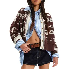 フリーピープル レディース アウター ニット・セーター カーディガン Free People Shelby Cardigan Womens Chocolate Combo チョコレート