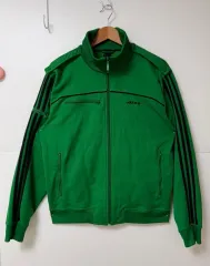 アディダス オリジナル トラック ジャケット M / グリーン 3本線 ジップアップ ジャージ / ヴィンテージ