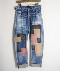 国内正規 美品 24AW DSQUARED2 ディースクエアード BIG BROTHER JEAN STRETCH DENIM パッチ デニム パンツ CORDUROY PATCHES 42 本物1659Q♪