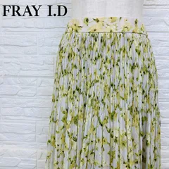 FRAY I.D 小花柄 プリーツ ロングスカート フレア イエロー 0 【025】