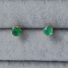 K18YG 翡翠 ヒスイ スタッドピアス カボション 丸 艶々 一粒 18k