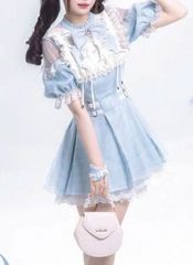 lilLilly マシュマロチュニックワンピース サックス - メルカリ