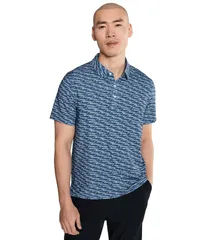 エルエルビーン メンズ トップス シャツ プリント LLBean Comfort Stretch Performance Party Polo Short Sleeve Print Regular Deep Blue Waves ブルー
