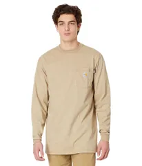 カーハート メンズ トップス シャツ トール コットン Carhartt Big Tall FlameResistant Force Cotton Long Sleeve TShirt Khaki カーキ
