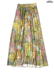 古着 花柄 ロング丈 スカート 黄 ライトグリーン (btu2601010)