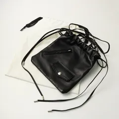 極美品 現行 定4.7万 ビューティフルピープル beautiful people excerption riders drawstring bag＼ブラック 巾着バッグ【2400014885651】
