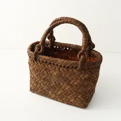 美品 イタヤ工房 清＆文 山葡萄 網代編み かごバッグ＼ブラウン 国産 山ぶどう バスケット トートバッグ【2400014891751】