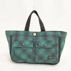PORTER リバーシブル チェック トートバッグ グリーン ブラック レディース ポーター【中古】6-0318G∞