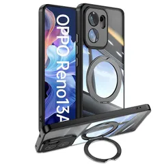 [ShinKin] スマホケース OPPO Reno13 A 用 ケース カバー 透明PC + TPU素材 ケース リング付き カバー スタンド機能 スマホケース 透明レンズフィルム保護機能付き 強化された保護 携帯電話のレンズフィルム 軽量 耐衝撃 擦り 0