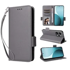 For OPPO Reno14 5G 用 ケース カバー 手帳型 KONXISA 財布型 スマホケース 合皮レザーー+TPU素材 革の質感 サイドマグネット開閉式 カード収納 スタンド機能 レンズ保護 落下防止 指紋防止 擦り傷防止 全面保護カバー（グレー 0