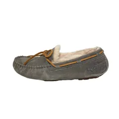UGG(アグ) フラットシューズ 22 レディース ダコタ 5612 グレー×ブラウン モカシン ムートン
