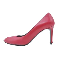 良品 SAINT LAURENT PARIS サンローランパリ オープントゥ パンプス シューズ レザー ハイヒール イタリア製 37 1/2 24.5cm 赤 レッド レディース 古着 中古 USED