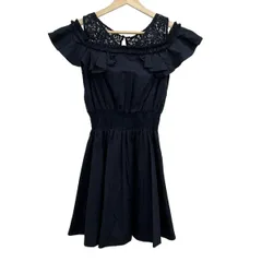 PINKO(ピンコ) ワンピース サイズI38 レディース美品  - ネイビー Vネック/ノースリーブ/ひざ丈