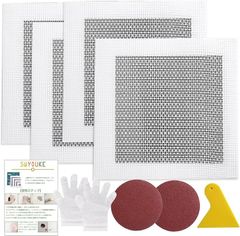 5WYOUKE 리페어 플레이트 4장 세트 20x20cm 알루미늄 메쉬 프레임 15x15cm 벽 구멍 보수 키트 취급 설명서 파테베라 일회용 장갑 샌드 페이퍼 첨부 벽 수리 패치 벽 보수 구멍 매립 글라스 파이버 알루미늄판 석고 보드