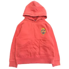 Polo by Ralph Lauren ポロ バイ ラルフローレン ダメージ加工 プルオーバー パーカー スウェット 3223-2338 120cm 朱色 キッズ 古着 中古 USED