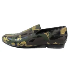 未使用 JIMMY CHOO ジミーチュウ カモフラージュ柄 スリッポン ローファー クラックレザー 迷彩 靴 シューズ マルチカラー 41.5 メンズ 古着 中古 USED