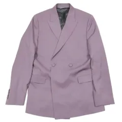 未使用 22aw DIOR ディオール テーラード ジャケット ダブルブレスト ピークドラペル 総裏 CDロゴ裏地 センターベント 46 パープル メンズ 古着 中古 USED
