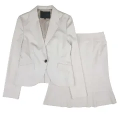 良品 UNTITLED アンタイトル セットアップ 2点 スーツ テーラードジャケット 背抜き 膝丈スカート 2 ライトベージュ グレージュ レディース 古着 中古 USED