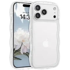BENTOBEN iPhone 17 Pro Max対応 ケース クリア 波型 うねうね かわいい 韓国 ソフト 超軽量 耐衝撃 指紋防止 ストラップホール付き 透明 おしゃれ ウェーブ カバー iPhone17ProMax対応 ケース クリア 1