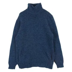 HOLLYWOOD RANCH MARKET ハリウッドランチマーケット H.R.MARKET H刺繍 シェトランド ウール ハイネック ネック ZIP ニット ブルー系 ネイビー系 M【中古】のサムネイル