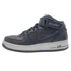 NIKE ナイキ DJ7840-001 × Stussy Air Force 1 Mid Black 【フェイクバスターズ鑑定済】ステューシー ナイキ エアフォース1 ミッド ブラック ハイカット スニーカー ブラック系 27.5cm【中古】