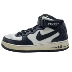 NIKE ナイキ DJ7840-002 × Stussy Air Force 1 Mid Black and Light Bone【フェイクバスターズ鑑定済】ステューシー ナイキ エアフォース1  ハイカット スニーカー 27.5cm【中古】