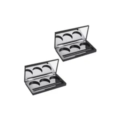 アイシャドウパレット、メイクアップパレット、3穴ハイライト・チーク・コンシーラーミラー付き小分けケース、パレット収納、リップスティック容器、手作りの化粧品、長方形マットブラック【2個セット】 1