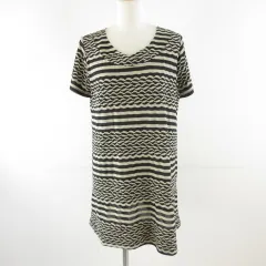 noa-ge チュニック 半袖 ボーダー ベージュ 黒 M *T166