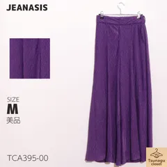 美品 JEANASIS ジーナシス ワイドパンツ　フレア　センタープレス　ベロア素材　ベルトループ　ポケット付 　パープル　 【TCA395-00】 送料無料　古着　レディース