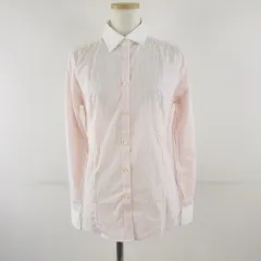 ユニクロ UNIQLO シャツ ブラウス 長袖 ストライプ 白 ピンク L *T292