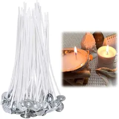 キャンドル芯 ロウソクの芯 ウィック キャンドル用芯 座金付き ジェルキャンドル ロウキャンドル 芯 ワックス ロウキャンドル ハンドメイド Diy 環境に優しい パーティー 誕生日 ハロウィン ジェルキ ャンドル 向け (100本セット)長6cm 1