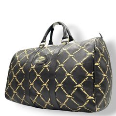 【美品】ロンシャン Longchamp ボストンバッグ 旅行鞄 レザー 本革 ダークブラウン こげ茶 ゴールド ホースロゴ 総柄 大容量 1泊 2泊 ヴィンテージ レトロ クラシック エレガント レディース メンズ 鞄 カバン x2