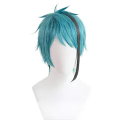 コスプレ ウィッグ かつら カツラ 耐熱 変装用ウィッグ コスチューム小物 （水色 グレー） パーティー 仮装 文化祭 お祭り 学園祭 クリスマス ハロウィン イベント ショート ストレート cosplay wig (ジェイド・リーチ)