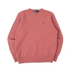 ポロラルフローレン コーラルピンク ラムウール ニット