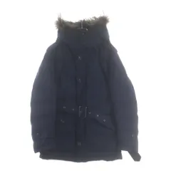 BURBERRY BLACK LABEL (バーバリー ブラックレーベル) ファーフーデッド ウール ダウンジャケット ネイビーのサムネイル