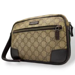 GUCCI グッチ GGスプリーム PVC レザー クラッチバッグ シェリーライン ベージュ ブラウン 152599 セカンドバッグ メンズ K4