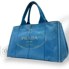 プラダ PRADA カナパ CANAPA トートバッグ ハンドバッグ キャンバス ライトブルー 青 アズーロ AZZURRO ゴールド 金具 三角ロゴ トライアングルロゴ A4収納可 マザーズバッグ 大容量 カジュアル デイリー 通勤 通学 レディース E