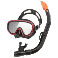 新品 リーフツアラー(REEF TOURER) シュノーケリング シュノーケル マスク スノーケル 大人用 2点セット シリコーン製 ブラックメタリックダークレッド RC0110