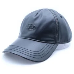 DIESEL (ディーゼル) オールレザー ベースボールキャップ Dロゴ C-HEATHER A19449 0LHBE 900 ブラック