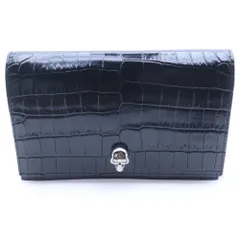 Alexander McQueen (アレキサンダーマックイーン) クロコ型押し エンボスレザー スカル チェーンショルダーバッグ ブラック 582358のサムネイル