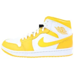 NIKE (ナイキ) ウィメンズ エアジョーダン1 ミッドカットスニーカー レモン イエロー BQ6472-117 US11/28cm