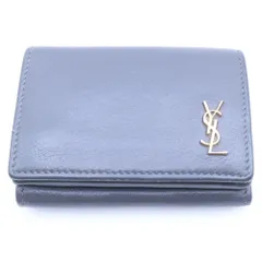 SAINT LAURENT PARIS (サンローランパリ) YSLモチーフ オリガミ タイニーウォレット レザー 三つ折り財布 グレー 637420