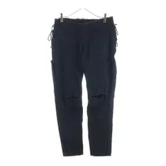 Yohji Yamamoto (ヨウジヤマモト) ダメージ加工 サイドドローコード デニムパンツ ジーンズ ブラック FE-P02-003のサムネイル
