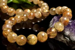 母岩入り ヘマタイトインタイチンルチルクォーツ　8.5mm　ブレスレット 1個売り パワーストーン 天然石 _BG6464-85