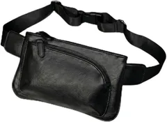 Minorel ボディバッグ ウエストバッグ ショルダーバッグ 斜め掛け 肩掛け 2WAY PUレザー 撥水 薄型 スリム ミニ コンパクト 小さめ 横型 シンプル メンズ (ブラック,  25cm x 15cm x 3.5cm)