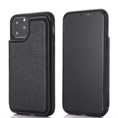 【Viesa】背面カード 手帳型ケース 互換性 iPhone 13 PRO MAX 6.7 inch (6.7インチ) 対応 APPLE スマホ バックカバー ケース 手帳型 (ブラック) 財布型 背面カバー きスタンド機能 背面型ケース 適用 アップル アイ